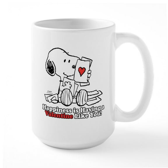 CafePress - Happiness Is A Valentine Mugs - 15 oz Ceramic Large White Novelty Mug