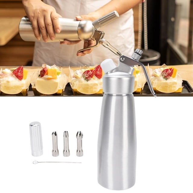 Batidor De Crema, Dispensador De Crema Batida Profesional De Aluminio De 3 Boquillas De 500 Ml Para El Hogar