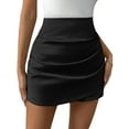 thumbnail image 2 of Kureaily Women's Ruched Wrap Asymmetrical Hem Skort High Waist Casual Shorts, 2 of 4