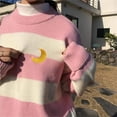 thumbnail image 3 of Pull Kawaii Ulzzang Universitaire Contraste Rayé Lune Vêtements, 3 of 7