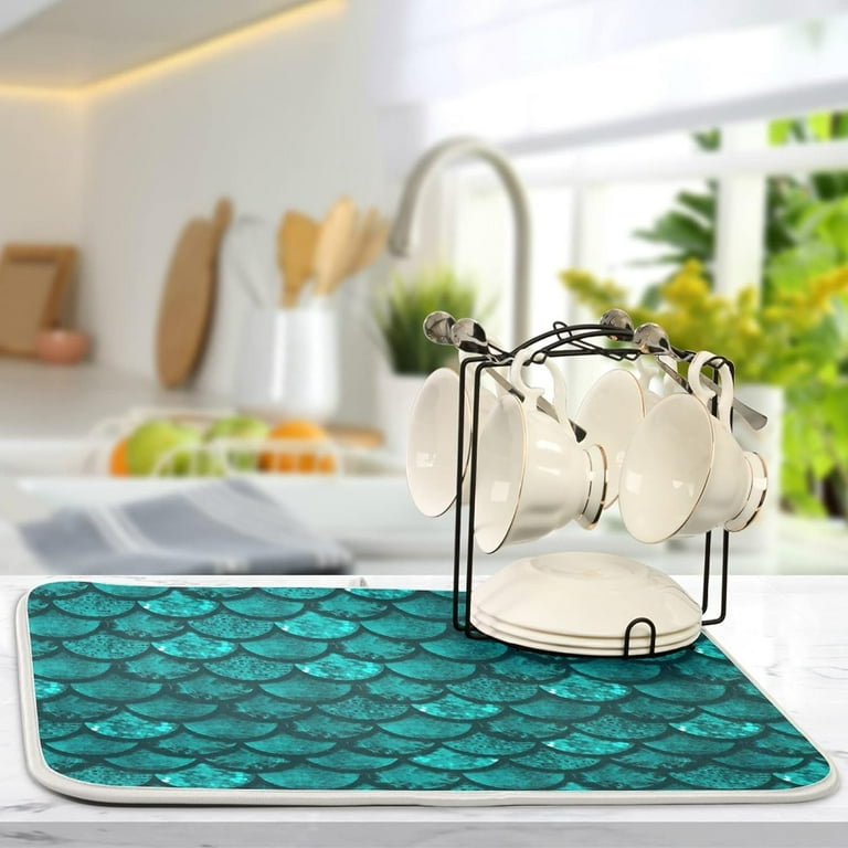 Turquoise dish drying mat sale