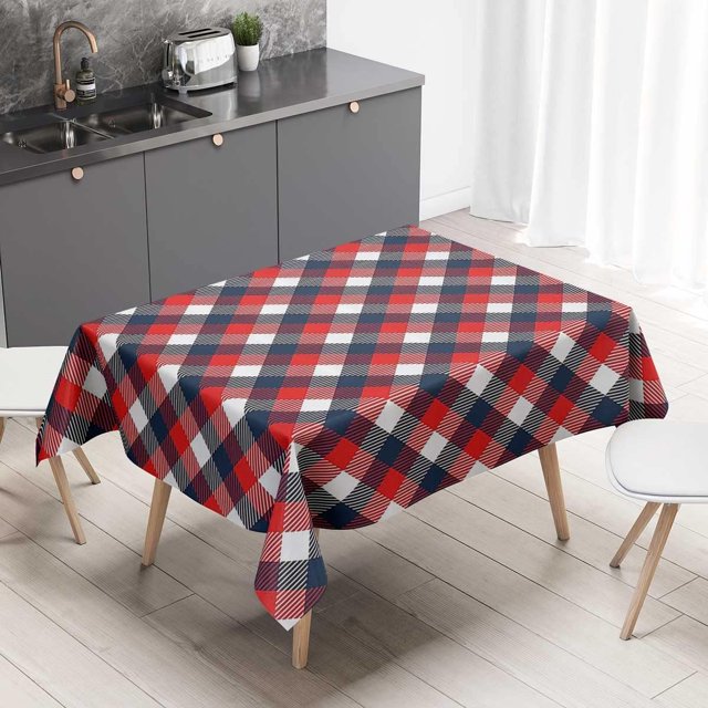 Abstract Table Cloths Dark Blue Red WhiteSmall Table Cover Farmhouse Decoration 54 X 54 Inch