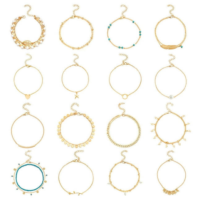 12 Pieces Ankle Bracelets Creative Colour-fast Durable Comfortable Ankles Chains Exquisite Chic Girls Anklets for Dress Decor Type 3