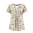thumbnail image 7 of Jsaierl Womens Short Sleeve Tops Summer Dressy Ruffle Shirts V Neck Flowy Pleated Tunic Blouses Boho Graphic Tshirts Top S-2XL, 7 of 7