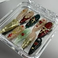 thumbnail image 2 of Royal Gothic,Custom Press On Nails, Almond Stiletto Square Nails, 3D Luxury Nail Art, Elegant Acrylic Nails, Spring Wedding Gift, Handmade Nail Set,Size M, 2 of 6