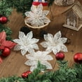 thumbnail image 4 of Visland 30PCS Christmas Artificial Poinsettia Flowers Xmas Tree Ornaments Glitter Poinsettia Bushes Artificial Poinsettia Flowers Poinsettia Christmas Decorations, 4 of 6
