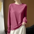 thumbnail image 2 of Liuinsasek Women's Long-Sleeve Top Knit Pullover Fashionable Thin Lightweight Solid-Color Round-Neck Base Layer Winter Outfits, 2 of 9