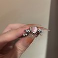 thumbnail image 1 of Anillo de amor de circonita de color metálico irregular para mujer, diseño de nicho, anillo de apertura ajustable para dedo, 1 of 6