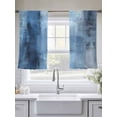 thumbnail image 5 of Abstract Blue Art Sheer Curtains 45 inches Long 2 Panels Set Retro Gradient Blue Watercolor Tiers Sheers Rod Pocket Small Window Short Curtains for Kitchen Cafe, Each 52" W x 45" L, 5 of 7
