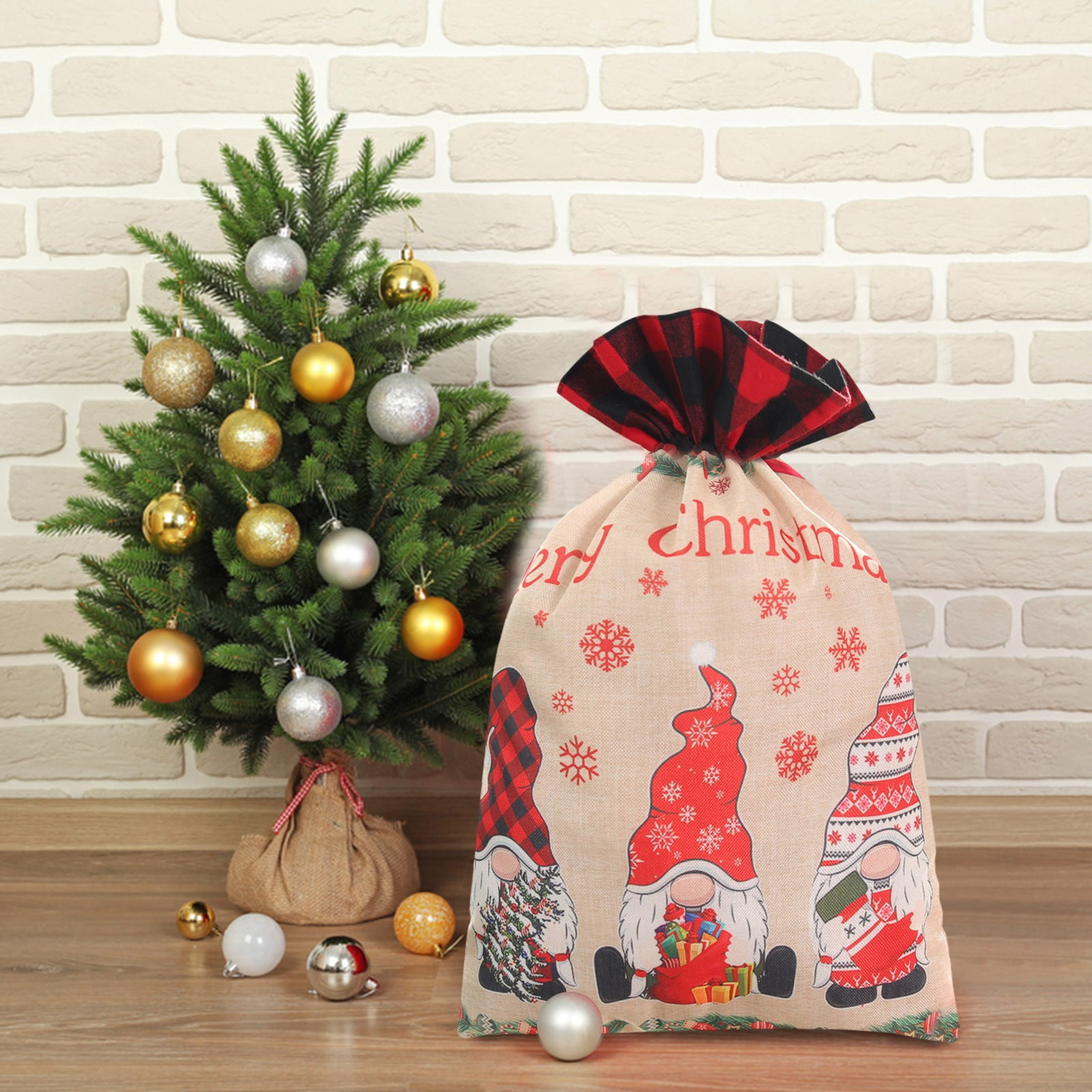 TANGNADE Christmas Bags With Drawstring Bottoms Christmas Bags For Gift Wrapping Bulk Reusable