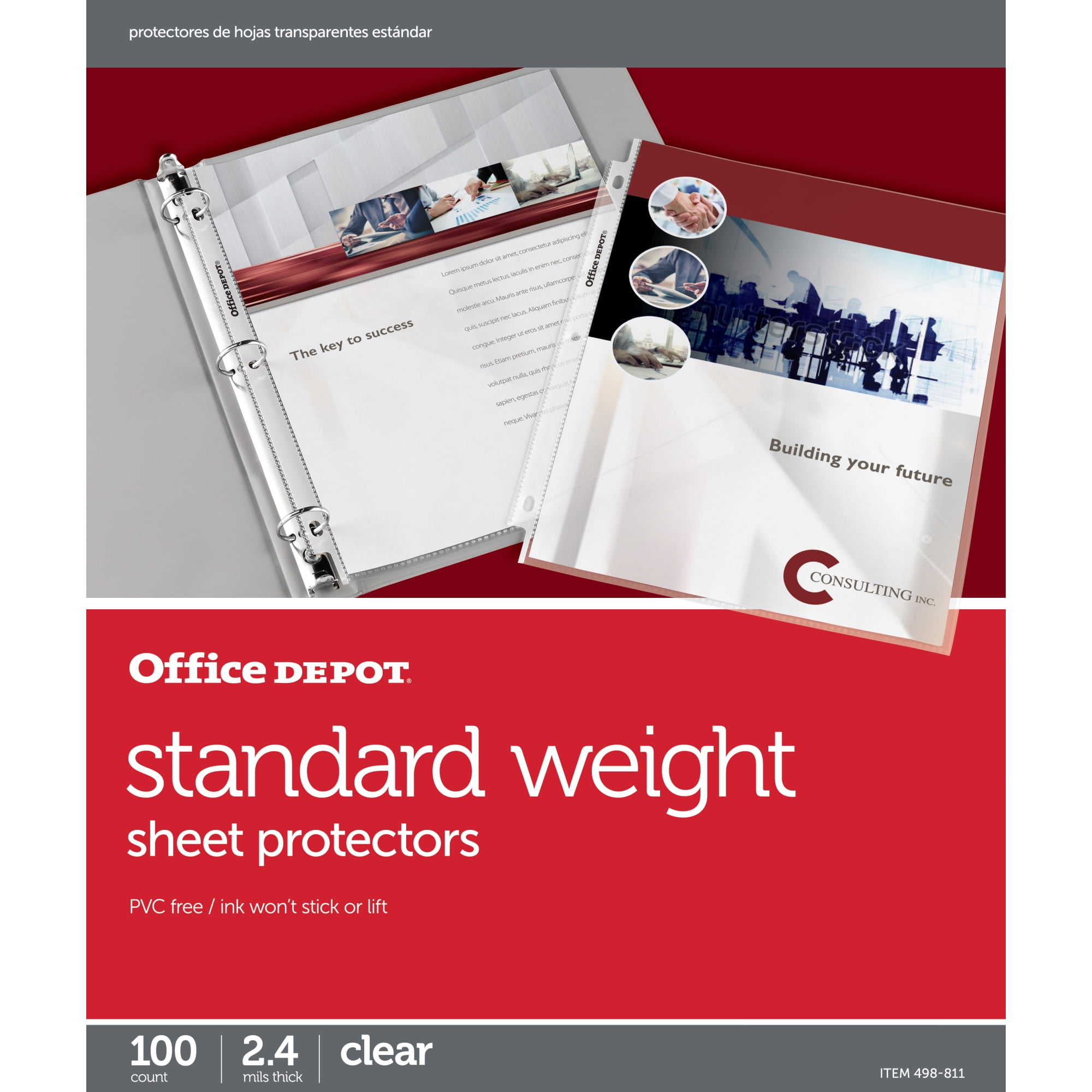 Office Depot Top-Loading Sheet Protectors, Standard Weight, Clear, Box Of 100, OD03035