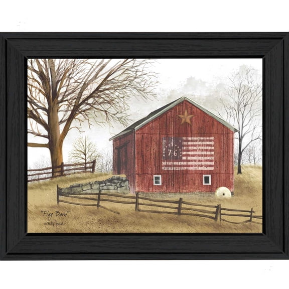 TrendyDecor4U Flag Barn By Billy Jacobs Printed Wall Art BJ112-405