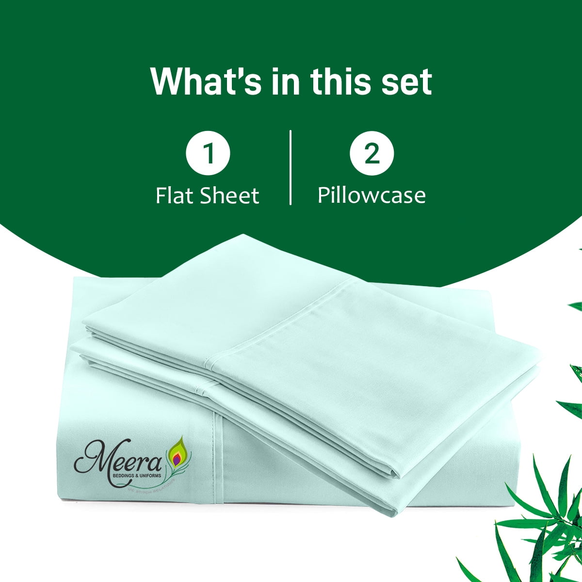 MEERA BEDDING & UNIFORMS Extra Soft Bamboo Bed Sheet 1 flat, 2 pillowcase, Moisture Wicking, Cooling, Breathable-King Size Bed Sheet