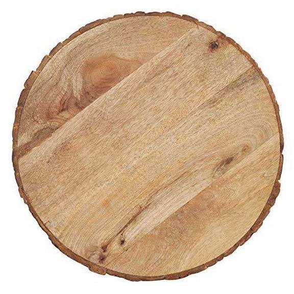 Fennco Styles Bark Edge Wood Grain Decorative Charger Plates 14" Round, Set of 4  Natural Mango Wood Table Chargers for Banquets, Family Dinners, Special Events and Home Dcor