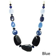J&H Designs JHN692-Blue Gemstone Chunky Necklace