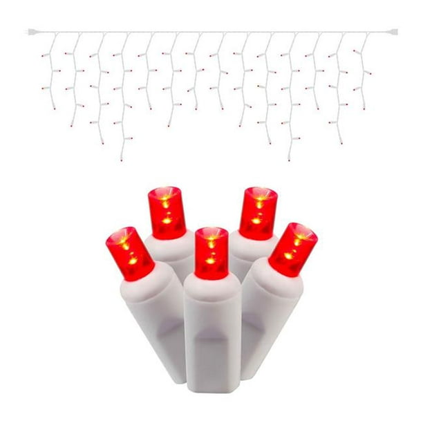 LED Extrémité de Glace de Fil Blanc Reliant 9 Pieds de Long Ensemble de Lumière avec des Lumières Rouges