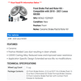 thumbnail image 2 of Front Brake Pad and Rotor Kit - Compatible with 2018 - 2021 NX300 2019 2020, 2 of 2