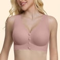 thumbnail image 2 of Soyumi Front Closure Bras for Women, No Underwire Plus Size Wireless Comfortable Cotton Sleep Bra for Older Womens Bras No Underwire Padded Wireless Comfort, Navy, 2 of 4