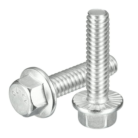 10Pack 1/4-20 x 1" Flanged Hex Head Bolts, 304 Stainless Steel Flange Hexagon Screws, Flange Hex Drive Screws 5.8 Grade for Machinery Industry Home Appliances, Silver