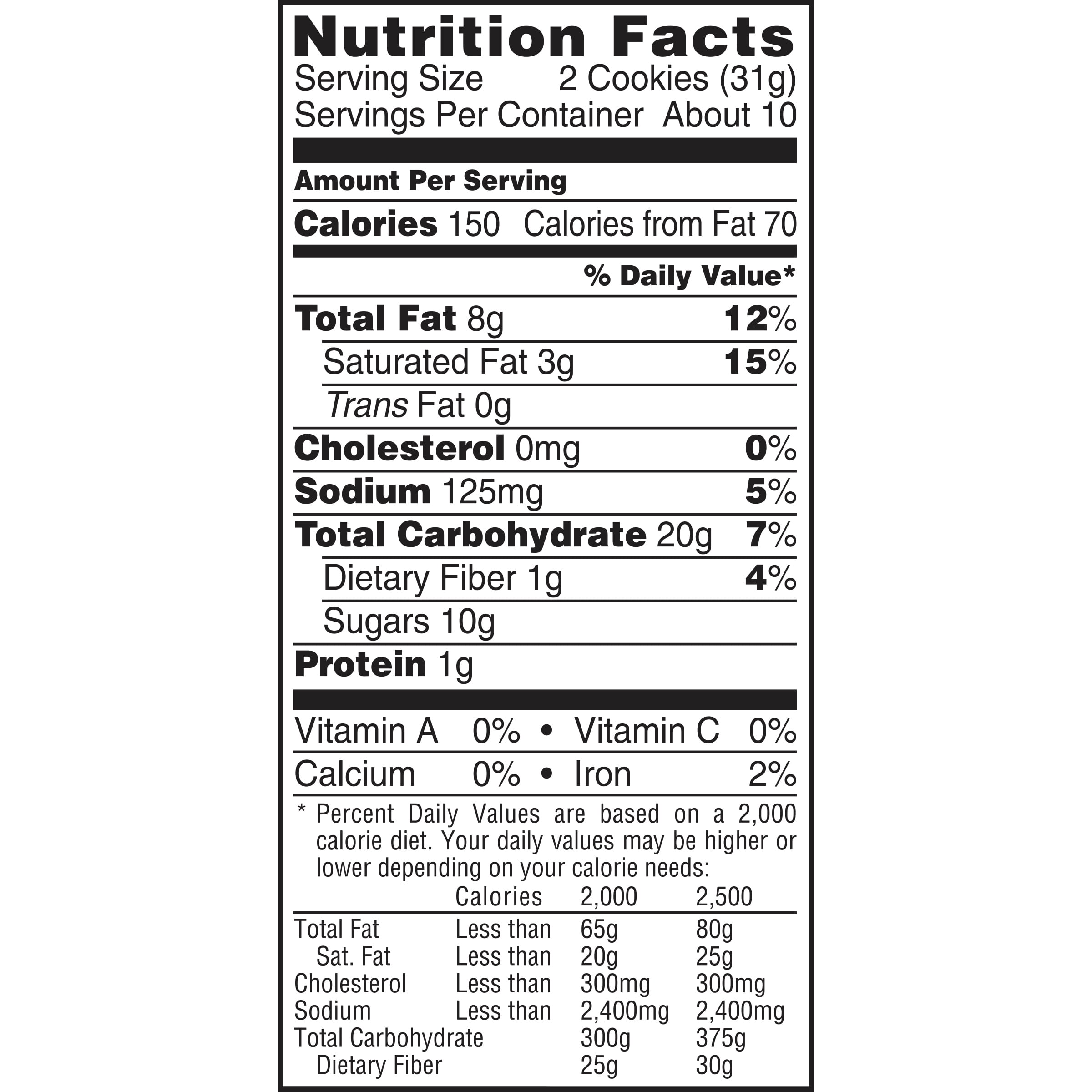 Keebler Chocolate Chip Cookies Nutrition Facts