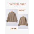 thumbnail image 6 of SHEWIN Womens Sweaters Leopard Bow Split Cuffs Long Sleeve Fall Winter Sweater Casual Loose Contrast Trim Crew Neck Knit Pullover Tops, 6 of 10