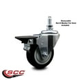 thumbnail image 2 of 3.5 Inch Black Polyurethane 10MM Threaded Stem Caster with Brake, 2 of 2