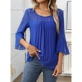 thumbnail image 4 of Women'S Ruffle 3/4 Sleeve Elegant Dressy Blouses Crew Neck Double Layers Mesh Tunic Tops Blue S, 4 of 8