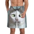 thumbnail image 2 of Uemuo Funny Cat Pattern Men's Swim Trunks Hawaiian Beach Bathing Suit Swimsuits Beach Quick-Dry Shorts with Pockets-Medium, 2 of 9