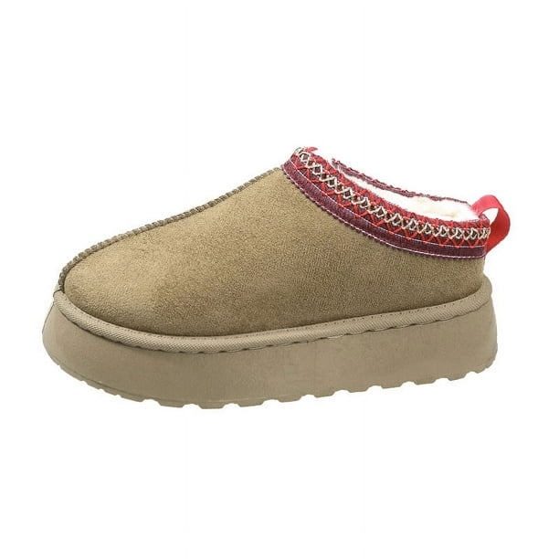 Botas de nieve de invierno para mujer, de suela gruesa, antideslizantes, con forro polar, gruesas, cortas, de color sólido, cálidas