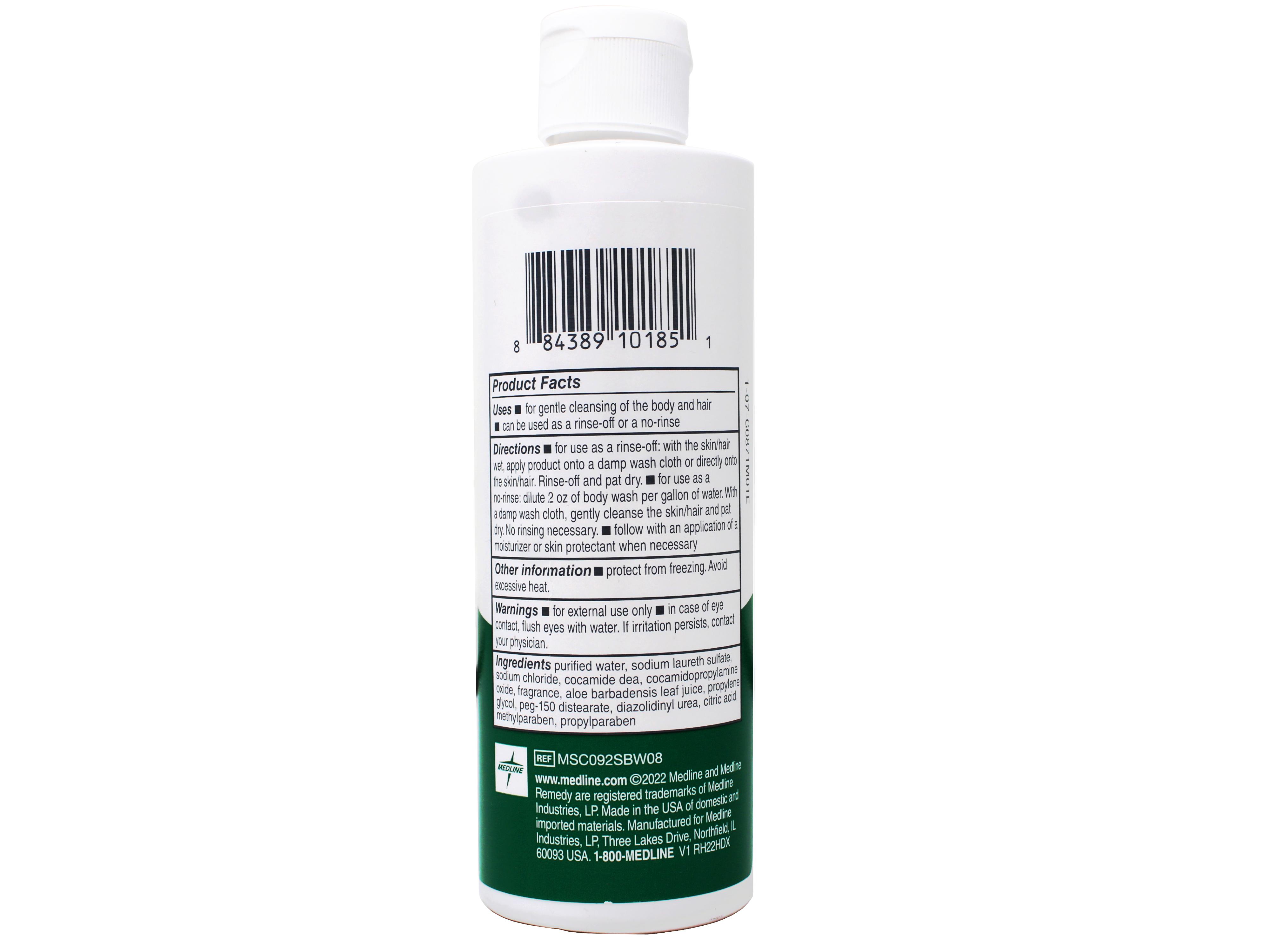 6 Pack - Medline Remedy Essentials Shampoo & Body Wash for Cleansing and Conditioning Hair & Skin, Fresh Scent, 8 FL OZ