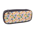 thumbnail image 2 of Lsque Groovy Daisy Flowers Printed Big Capacity PU Leather Pencil Case Large Pencil Pouch Stationery Pen Bag Pencil Holder for Teen, 2 of 6