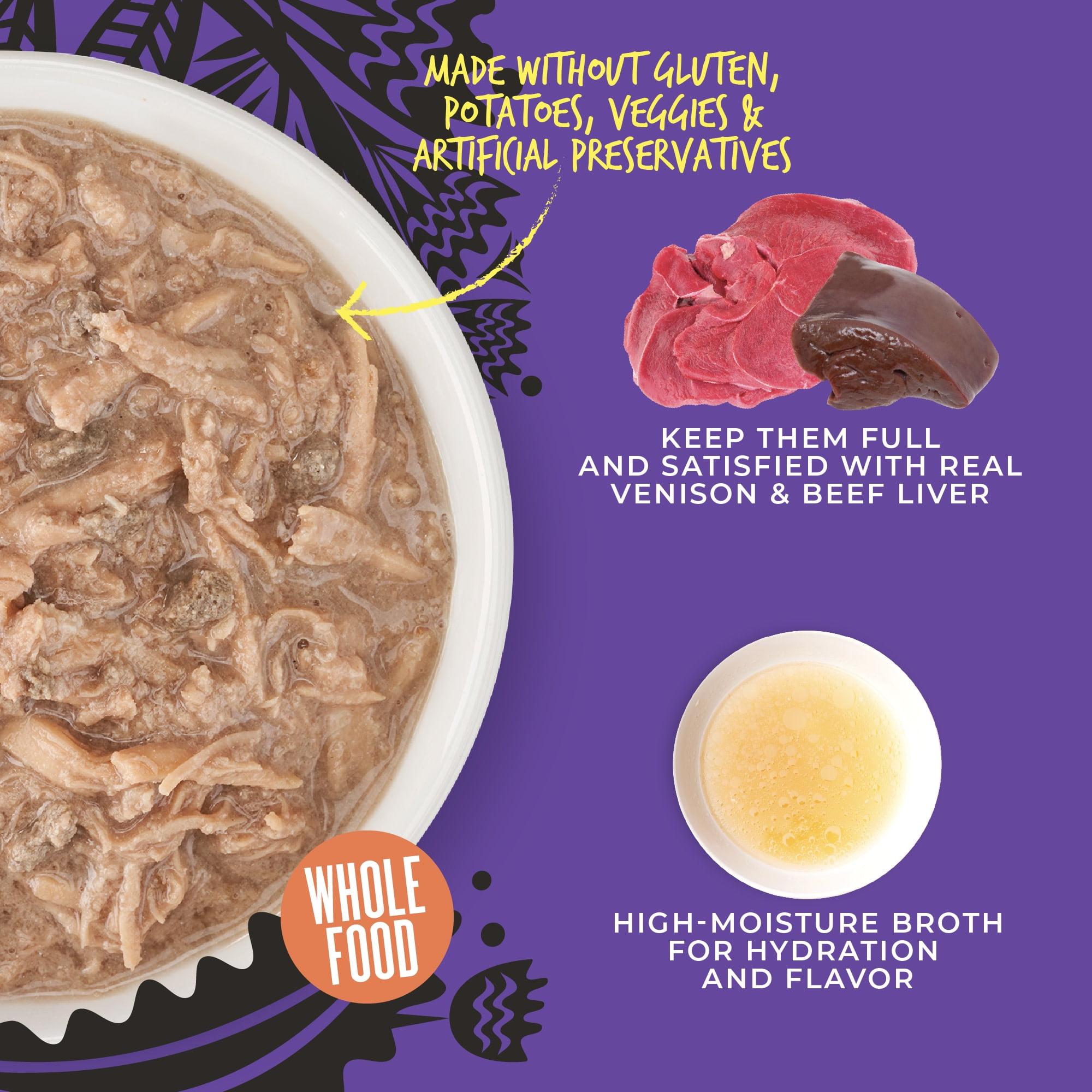 (6 pack) Tiki Cat After Dark Shreds Whole Foods Wet Cat Food, Venison & Beef Liver, 3 oz. Can