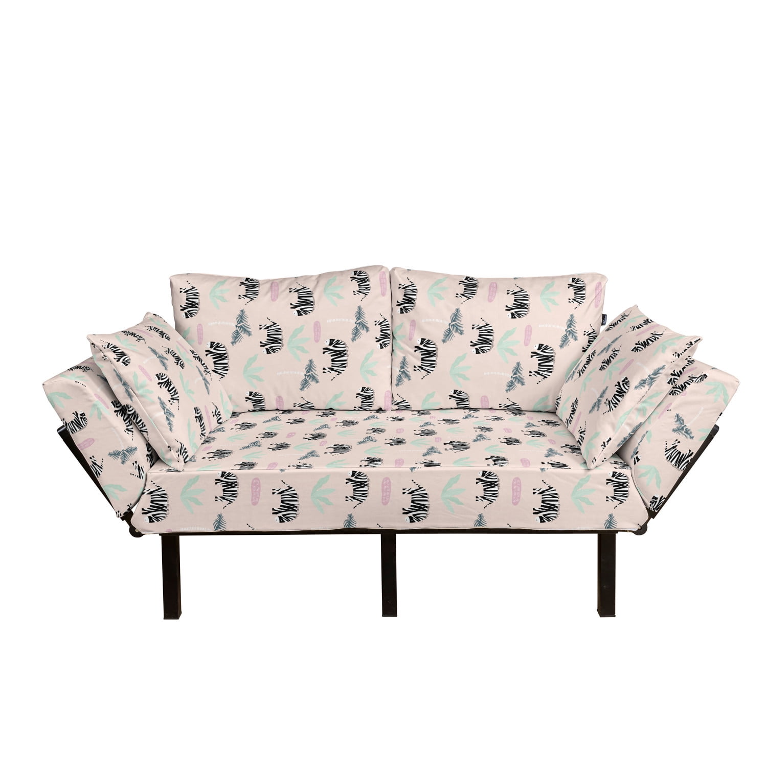 Daybed with Metal Frame Upholstered Sofa for Living Dorm Loveseat Abstract Funny Pattern with Colorful Toadstools Illustration Ambesonne Mushroom Futon Couch Multicolor