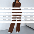 thumbnail image 3 of Women's Casual Two Piece Set, Slim Fit U Neck Long Sleeve Top and Wide Leg Pants, Elastic Drawstring Waist Set, Sporty Matching Outfit, Athleisure Set Coffee M, 3 of 9