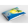 thumbnail image 2 of Ambesonne Beach Pillow Sham 2 Pack, Sun Rays Tropical Island, 26"x20", Blue Yellow Green, 2 of 3