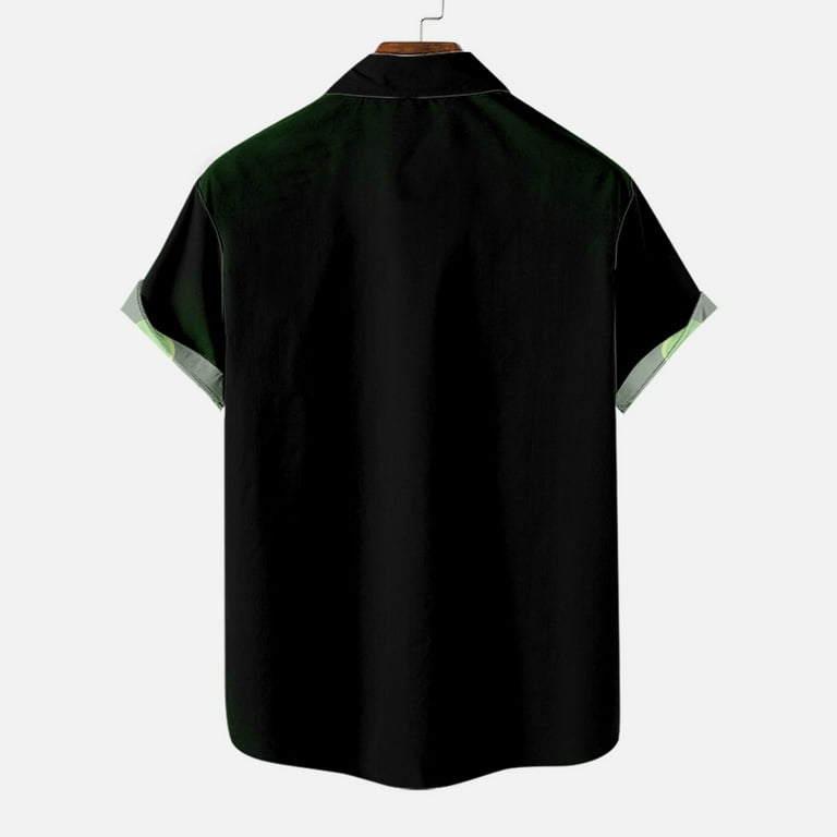 YYDGH Men's Linen Shirts Short Sleeve Button Down Shirt for Men Fashion  Casual Summer Beach Shirt Black S