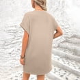 thumbnail image 4 of Baqcunre Casual Dresses for Women Women's Solid Color Round Neck Bat Sleeve Short Sleeve Hidden Pockets Loose Casual Dress Dresses for Women 2024 Summer Dresses for Women 2024 Womens Dresses, 4 of 9