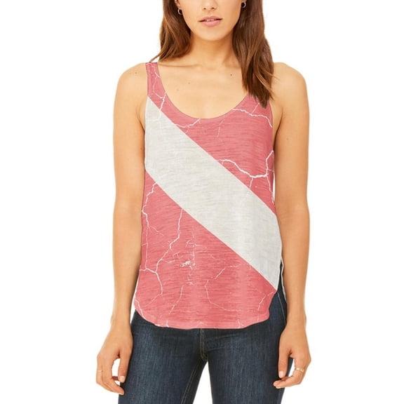 Diver Down Distressed Weathered Flag Juniors Flowy Side Slit Tank Top Multi SM