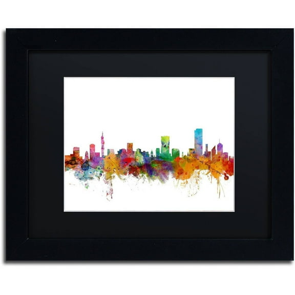 Trademark Fine Art "Pretoria South Africa Skyline" Canvas Art by Michael Tompsett Black Matte, Black Frame