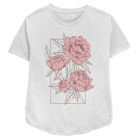 Women's Lost Gods Distressed Peonies Graphic Tee White 2X Large