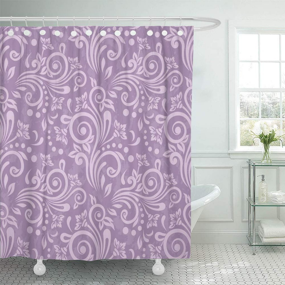 KSADK Purple Lavender Floral Pattern Colorful Damask Shower Curtain