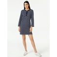 thumbnail image 2 of Free Assembly Women's Striped T-Shirt Bib Mini Dress with Long Sleeves, 2 of 6