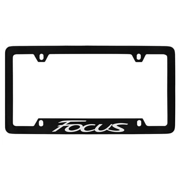 Ford Focus Black Coated Metal Bottom Engraved License Plate Frame Holder