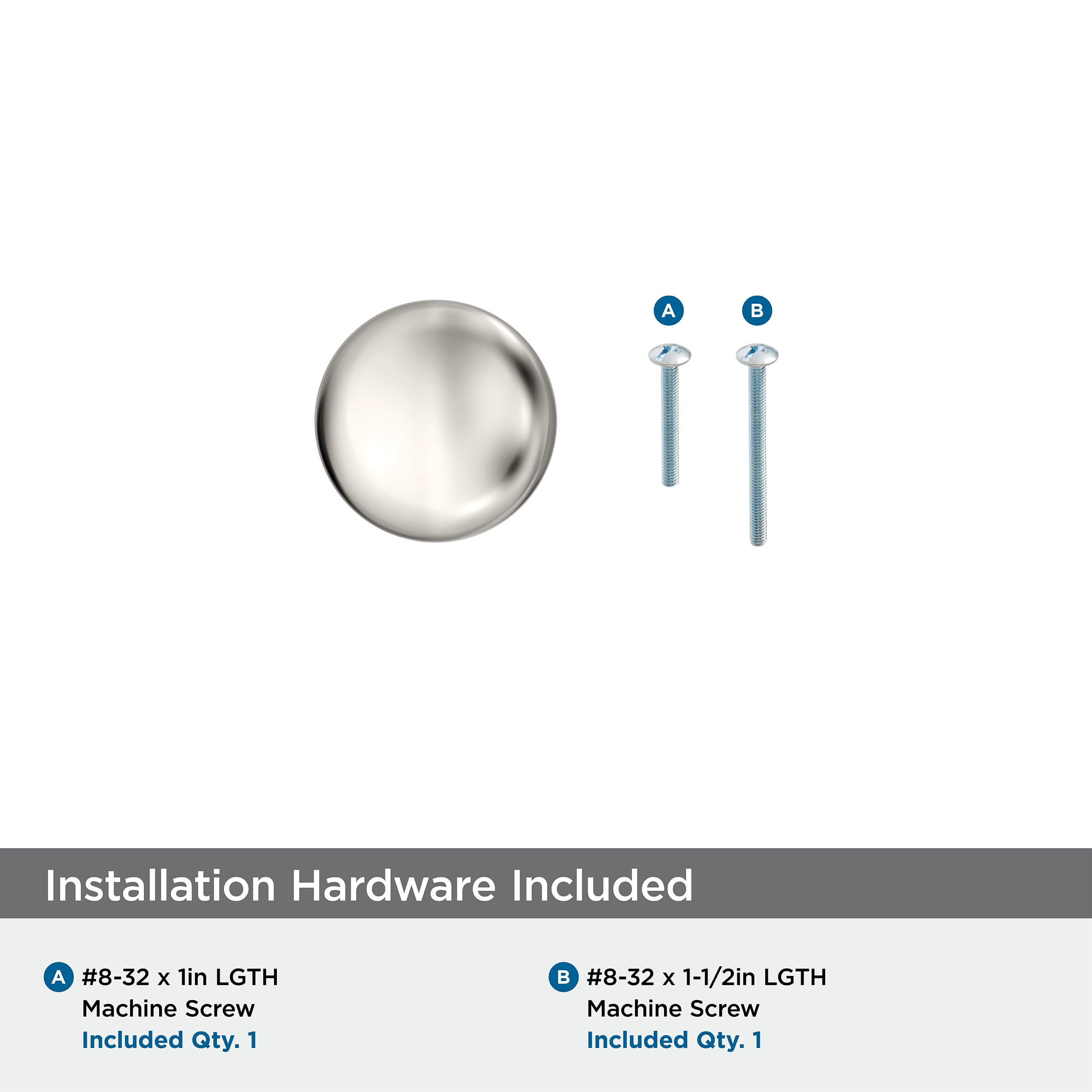 Amerock Edona 1-1/4 inch (32mm) Diameter Polished Nickel Cabinet Knob - 25 Pack