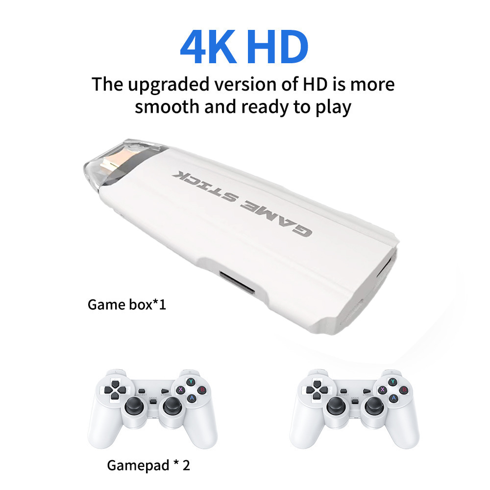 G JGOO Wireless Retro Game Console Stick 4K Retro Game Stick with Built-in 50 Emulators, 40,000 Games, 4k Output and 2.4GHz Wireless Controller, Retro Game Emulator, Plug and Play TV Video Games