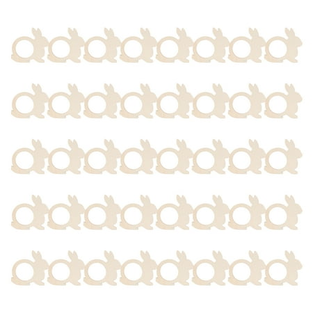 

40pcs Wooden Bunny Shape Napkin Rings Easter Napkin Buckles Rabbit Napkin Holders Dinning Decoration DIY Table Setting Rack