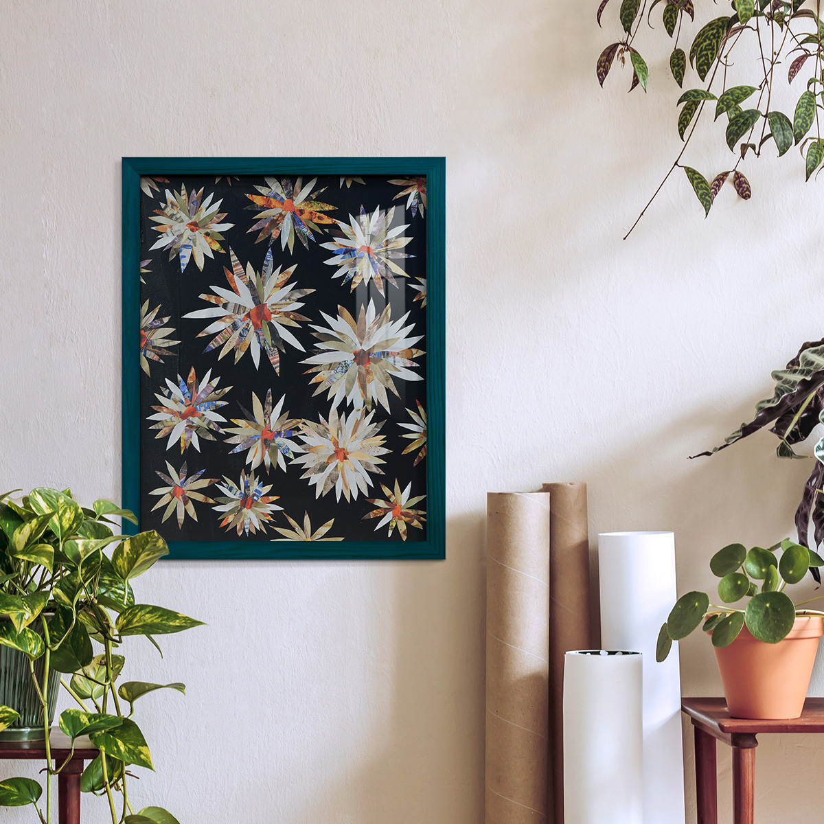 Starburst Too II - Framed Print w/glass - Ocean Blue