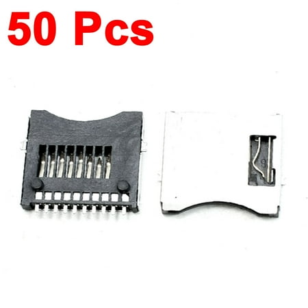 Unique Bargains 50 Pcs Manual Pull Out Type TF Transflash Micro SD Card Sockets Slots