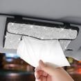 thumbnail image 6 of OTOSTAR Bling Bling Mask Holder for Car, Crystal Car Visor Tissue Box, Pure Handmade Diamond Auto Napkin Box Holder PU Leather Backseat Paper Towel Box with 1 Tissue Refill (B-White), 6 of 7