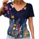 thumbnail image 2 of Camisetas de Manga Corta Casuales para las Mujeres con Cuello en V, Sudadera Casual de Poliéster, Impresión Sólida de las Señoras para la Fiesta de Trabajo Diaria, Invierno Y Primavera, 2 of 9
